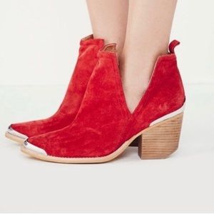 Jeffrey Campbell Cromwell Suede Red Booties 8